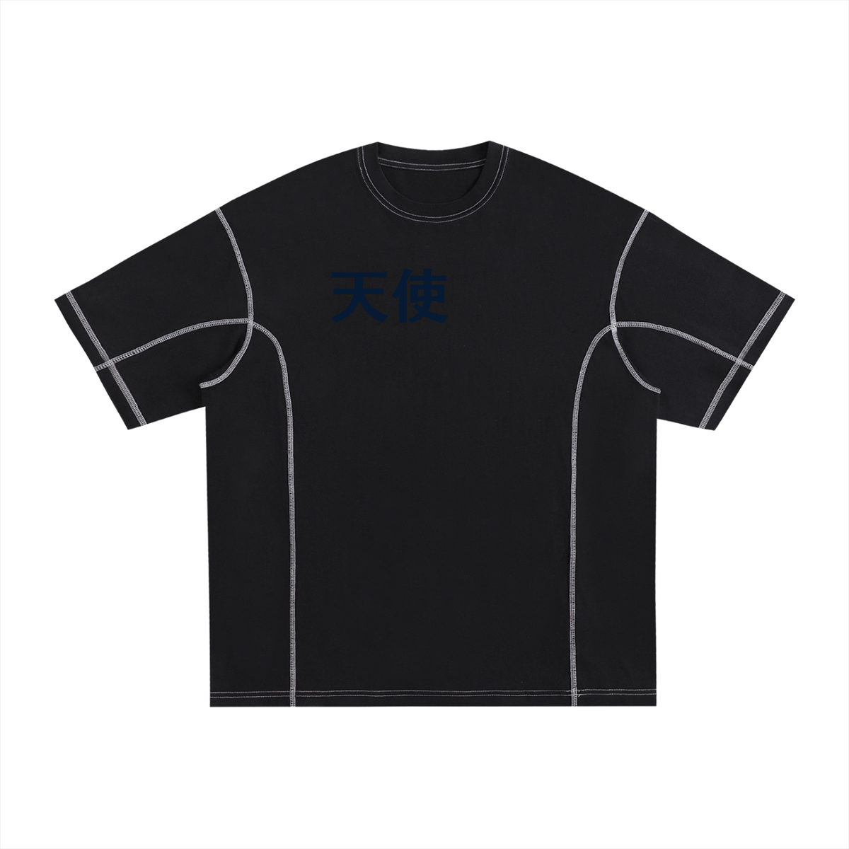 TENSHI Streetwear Contrast-Stitched Cotton T-Shirt