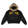 SERENITY Sun Fade Boxy Detachable Fur Hoodie