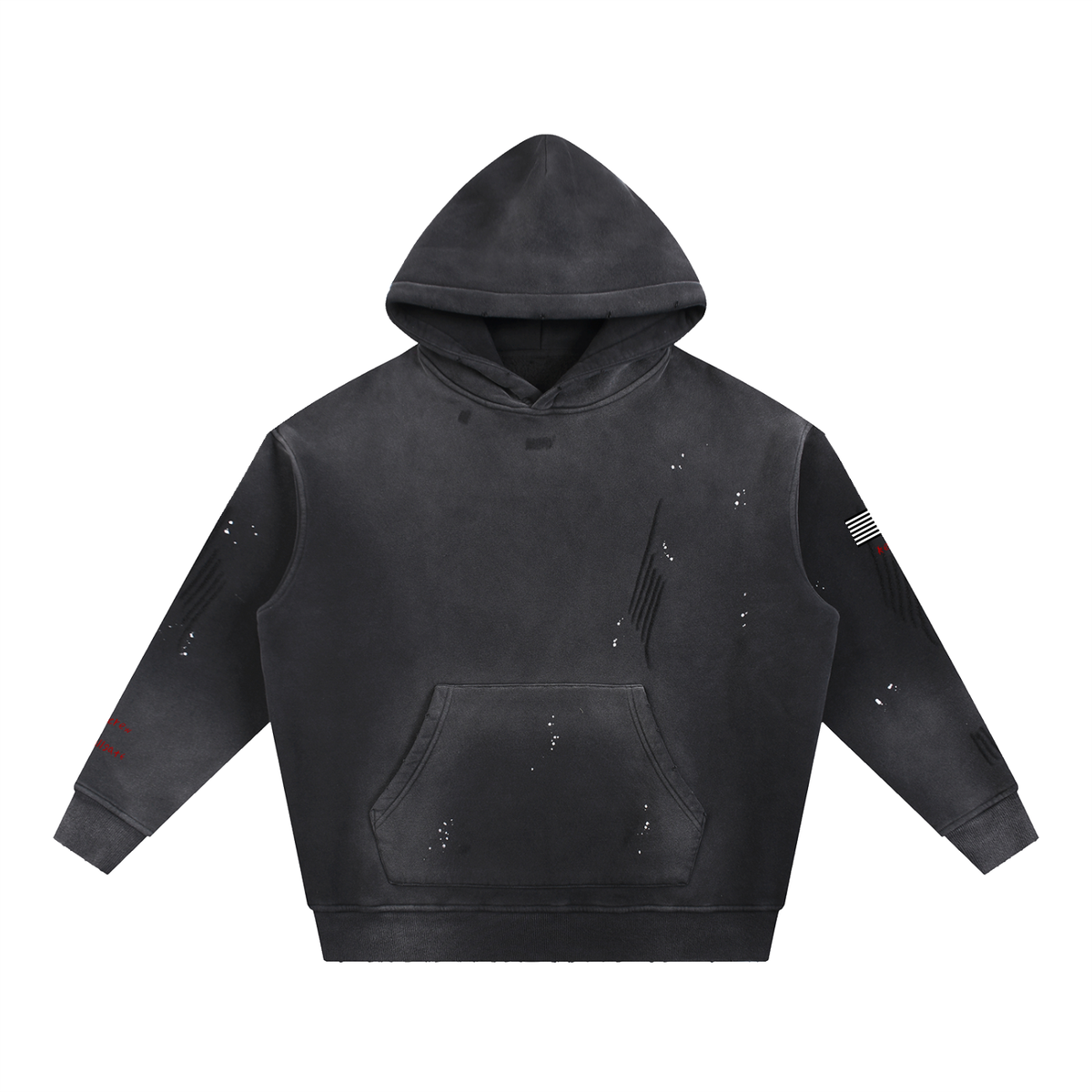 REBEL Vintage Washed Frayed Fleece Hoodie