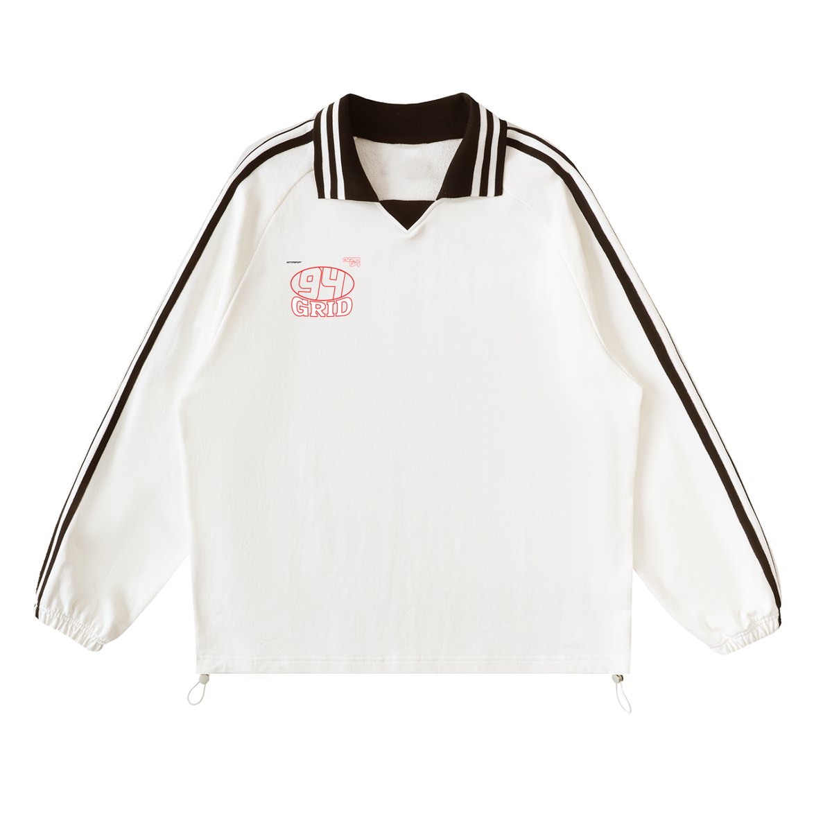 Contrast Striped Lapel Collar Sweatshirt