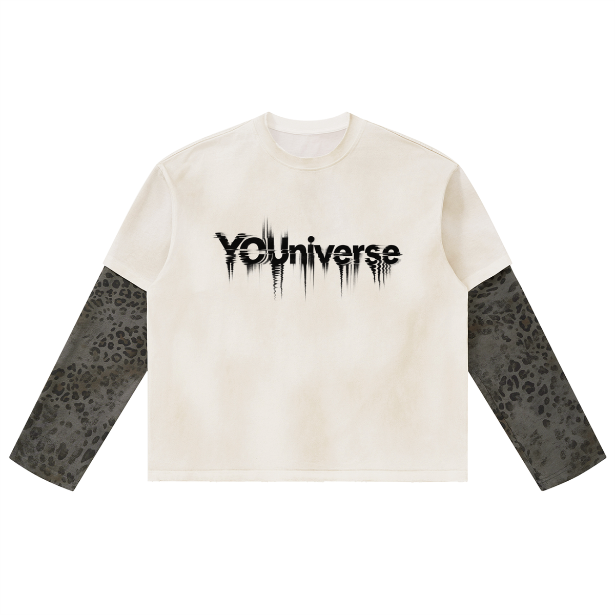 DREAMS AND WISHES YOUniverse Unisex Vintage Wash Leopard Paneled Layer T-Shirt