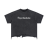 Psychedelic Vintage Wash Boxy Distressed Hem T-Shirt