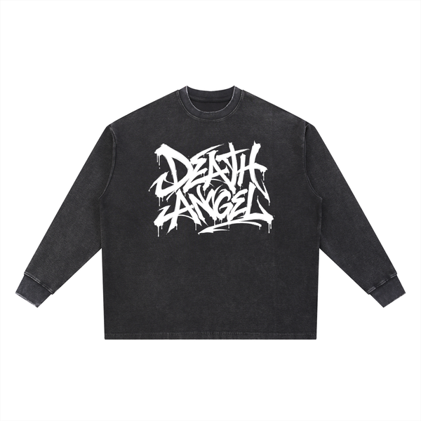 ANGEL OF DEATH Mineral Wash Waffle Oversized T-Shirt