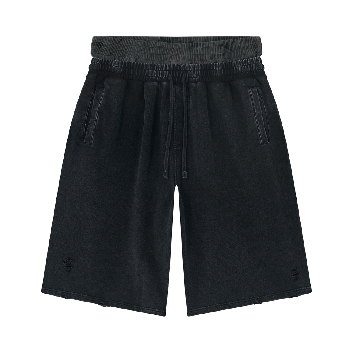 ICE LA Unisex Vintage Wash Distressed Wide Leg Shorts