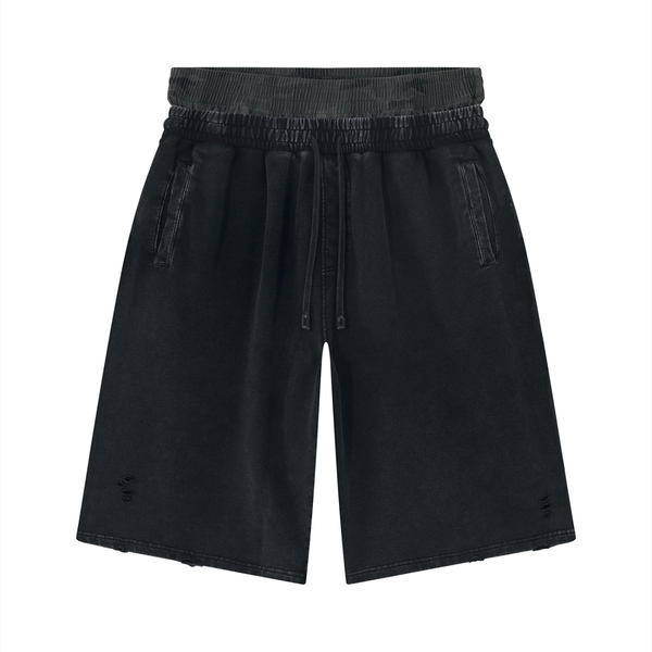 ICE LA Unisex Vintage Wash Distressed Wide Leg Shorts