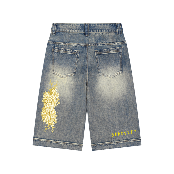 SERENITY Vintage Wash Baggy Denim Shorts