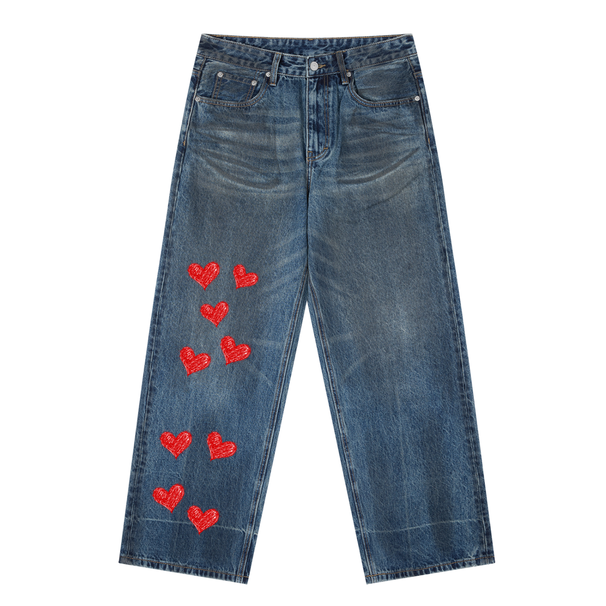 CUPID'S Vintage Wash Baggy Denim Jeans