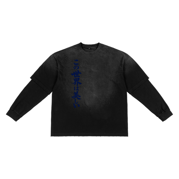 TENSHI Sunfade Hand-Frayed Faux Two-Piece T-Shirt