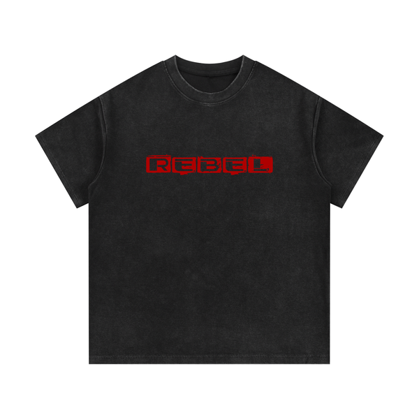 REBEL plain design Mineral Wash Waffle Knit T-Shirt