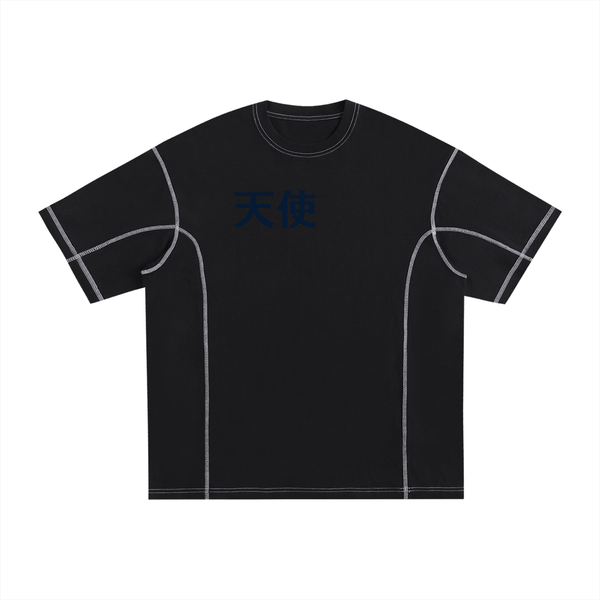 TENSHI Streetwear Contrast-Stitched Cotton T-Shirt